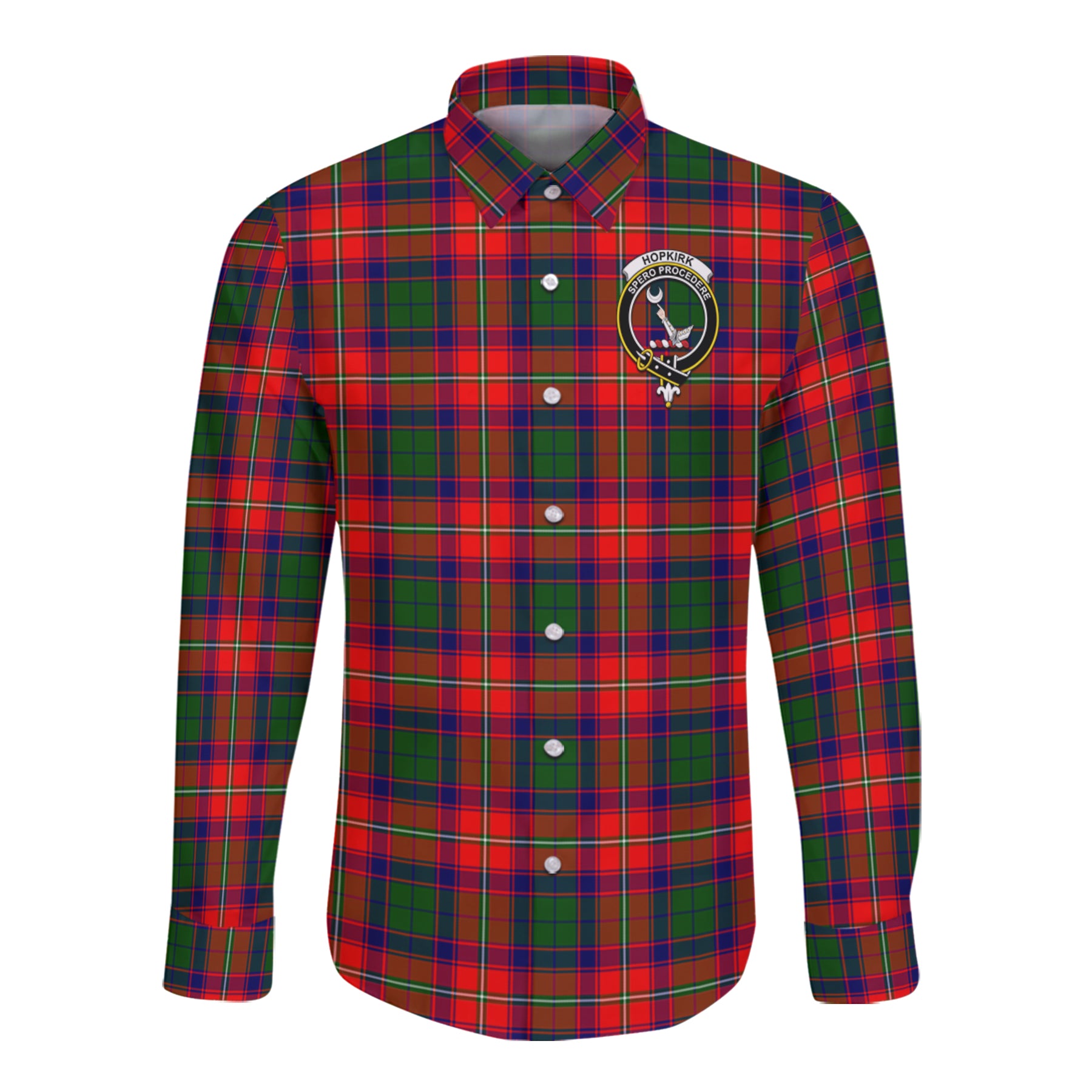 Hopkirk Tartan Long Sleeve Button Up Shirt with Scottish Family Crest K23