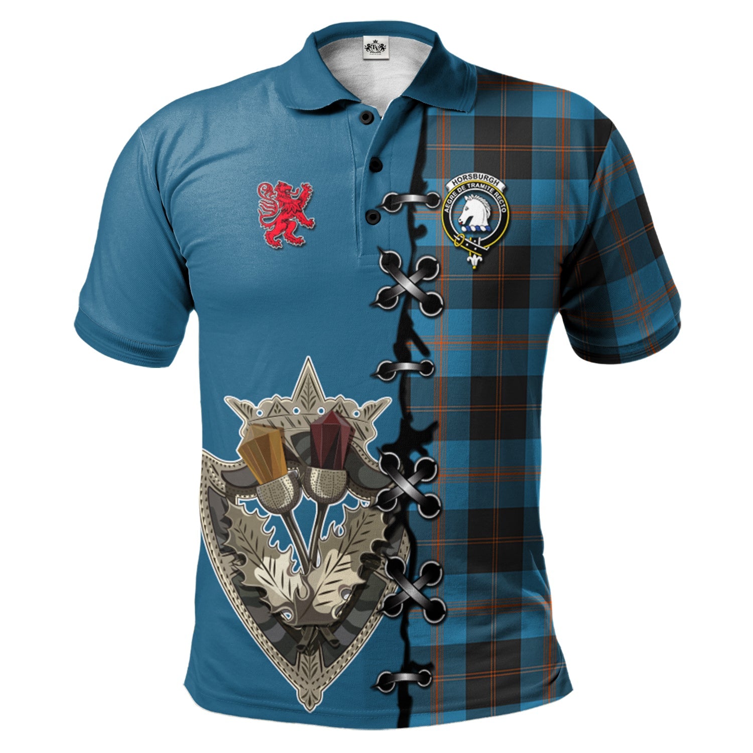 scottish-horsburgh-clan-crest-tartan-lion-rampant-and-celtic-thistle-polo-shirt