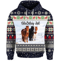 Icelandic Horse Christmas Hoodie Navy LT8 - Wonder Print Shop