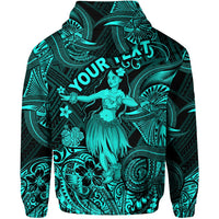 Custom Hawaii Hula Girl Polynesian Zip Hoodie Unique Style Turquoise LT8 - Wonder Print Shop