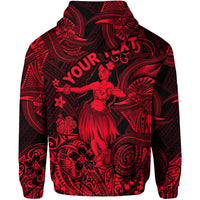 Custom Hawaii Hula Girl Polynesian Zip Hoodie Unique Style Red LT8 - Wonder Print Shop