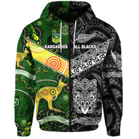 New Zealand Maori All Black And Australia Kangaroos Aboriginal Hoodie Rugby Together LT8 - Wonder Print Shop