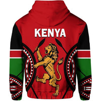 Kenya Lion Zip Hoodie Maasai Shield - Wonder Print Shop