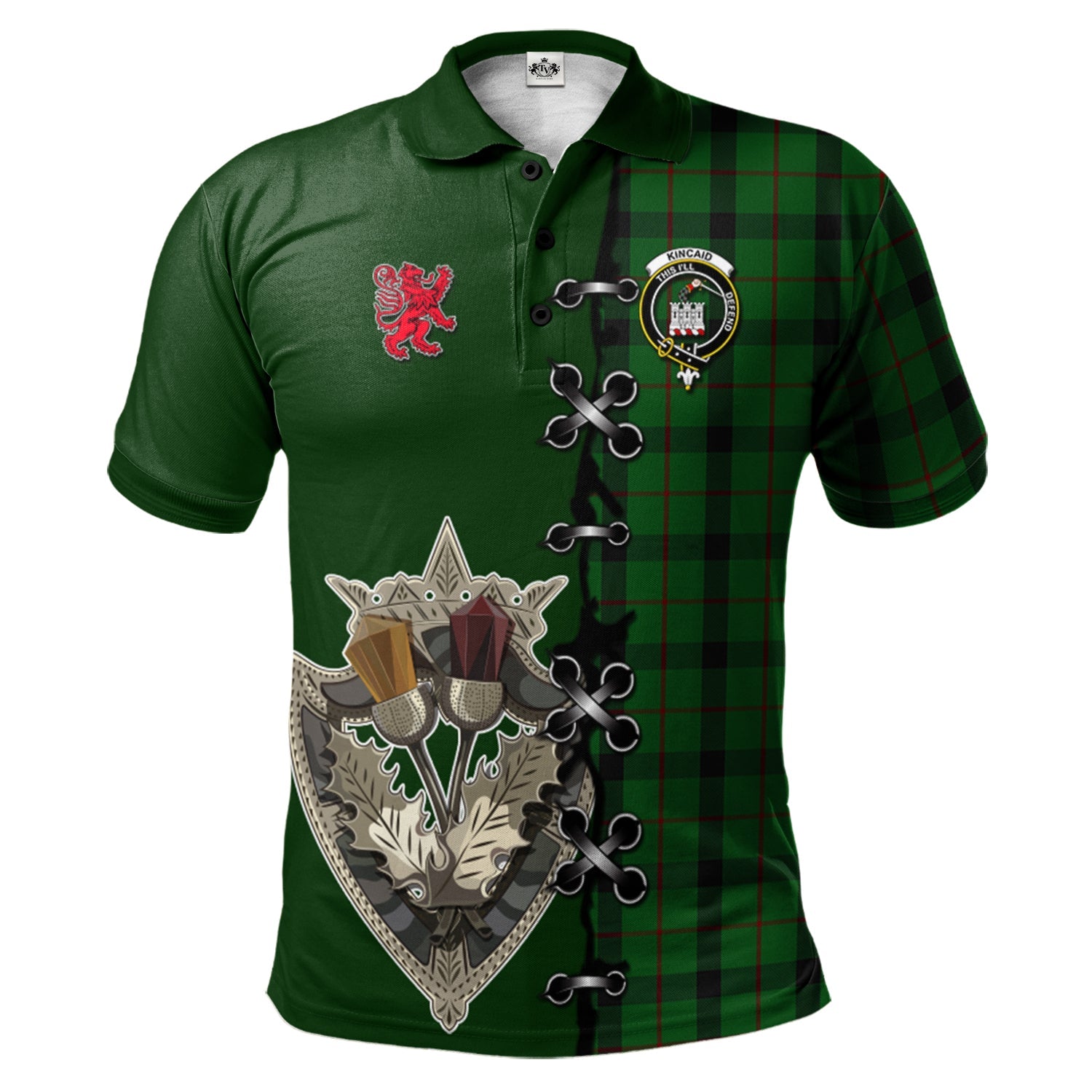 scottish-kincaid-clan-crest-tartan-lion-rampant-and-celtic-thistle-polo-shirt