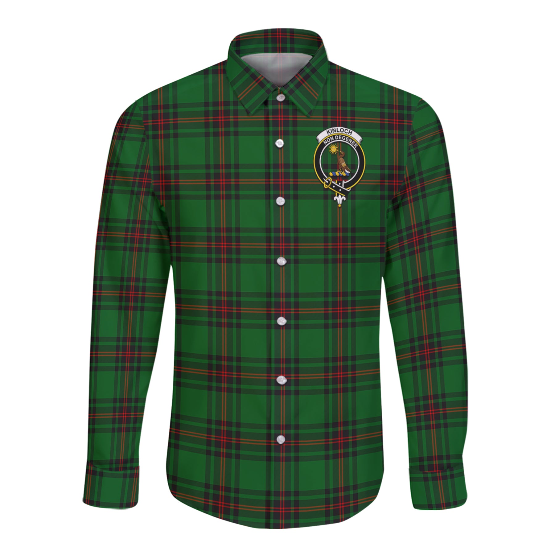 Kinloch Tartan Long Sleeve Button Up Shirt with Scottish Family Crest K23