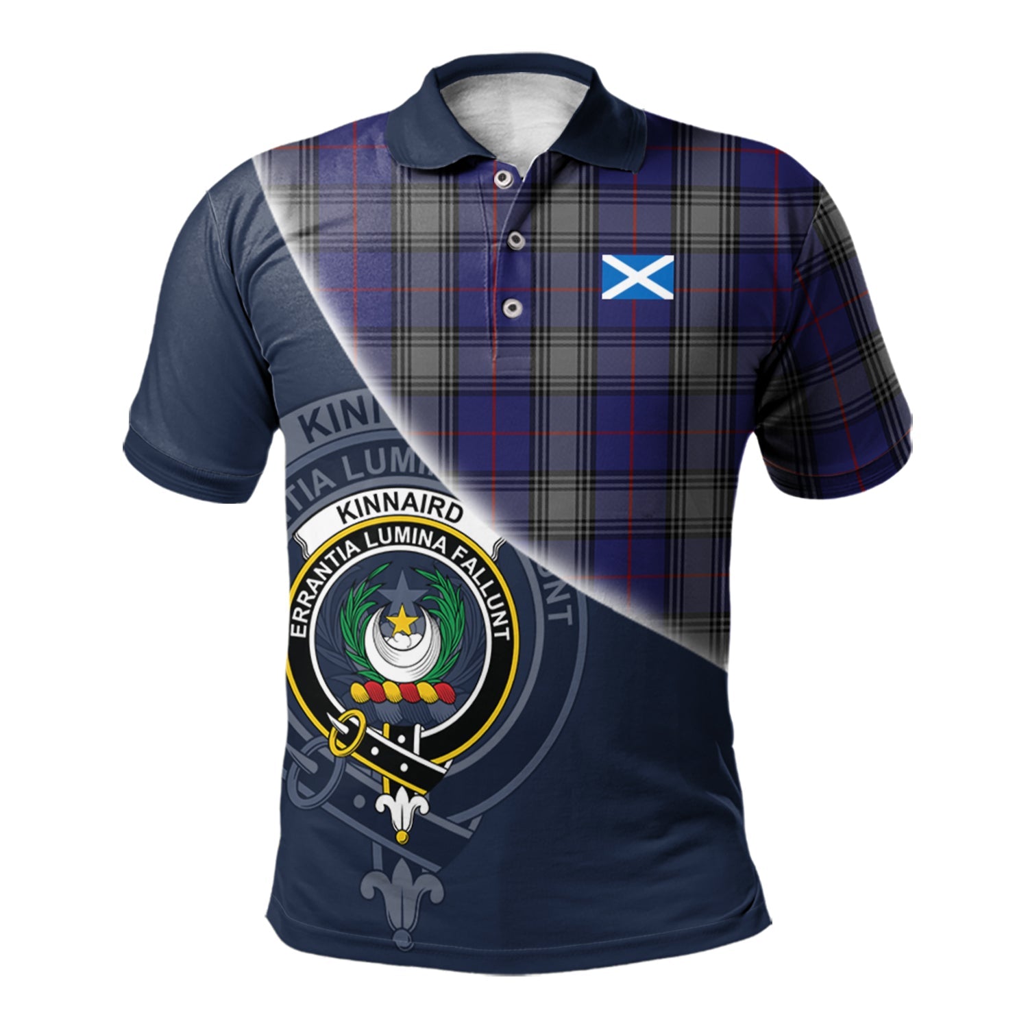 scottish-kinnaird-clan-crest-tartan-scotland-flag-half-style-polo-shirt