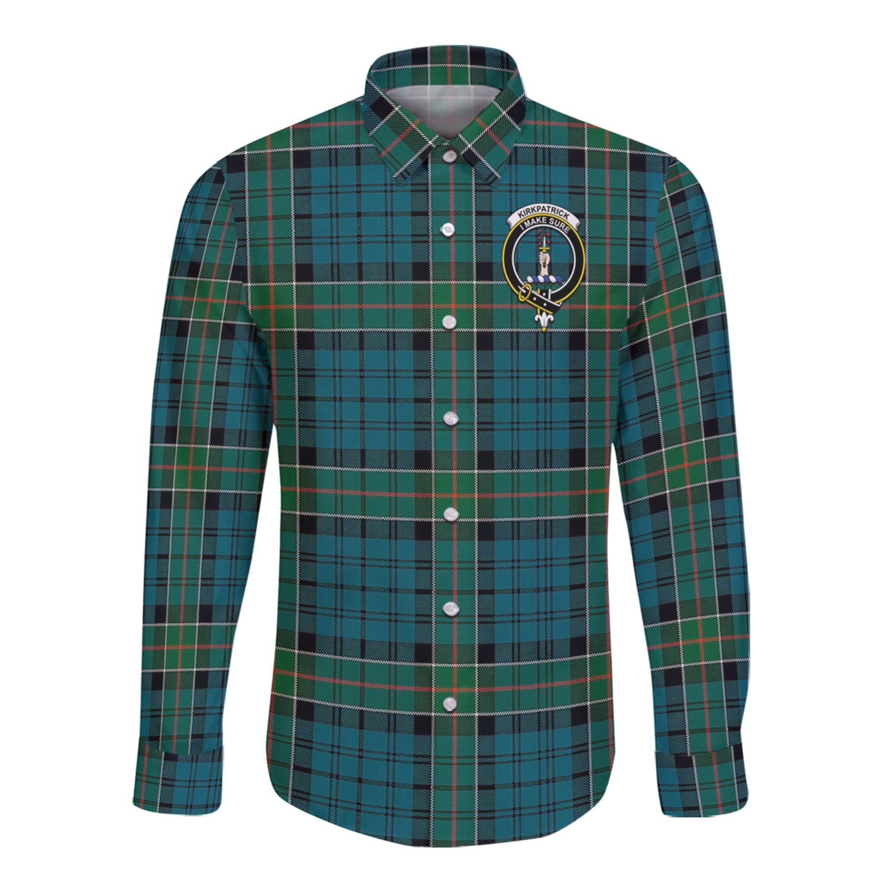 Kirkpatrick Tartan Long Sleeve Button Up Shirt with Scottish Family Crest K23