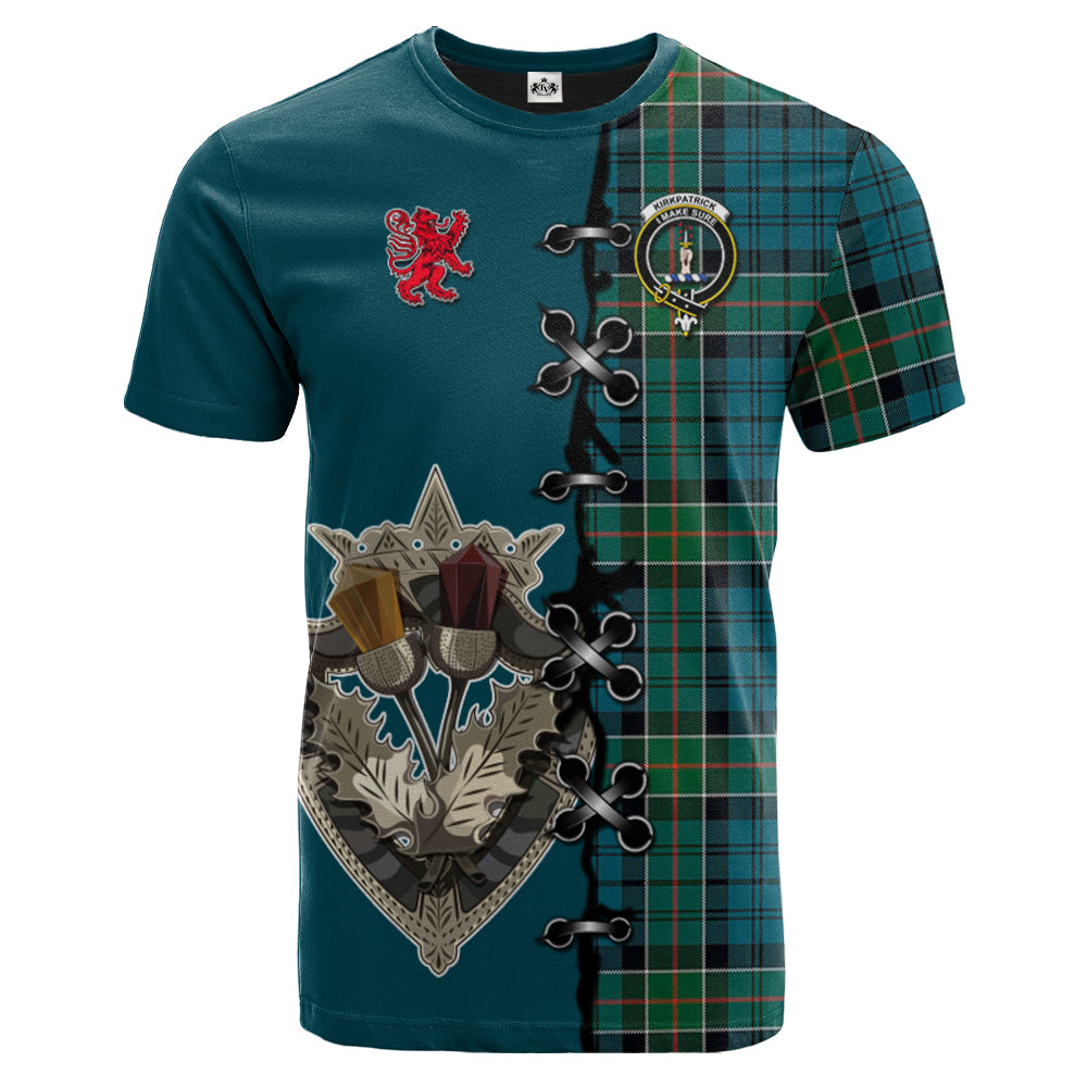 scottish-kirkpatrick-clan-crest-tartan-lion-rampant-and-celtic-thistle-t-shirt