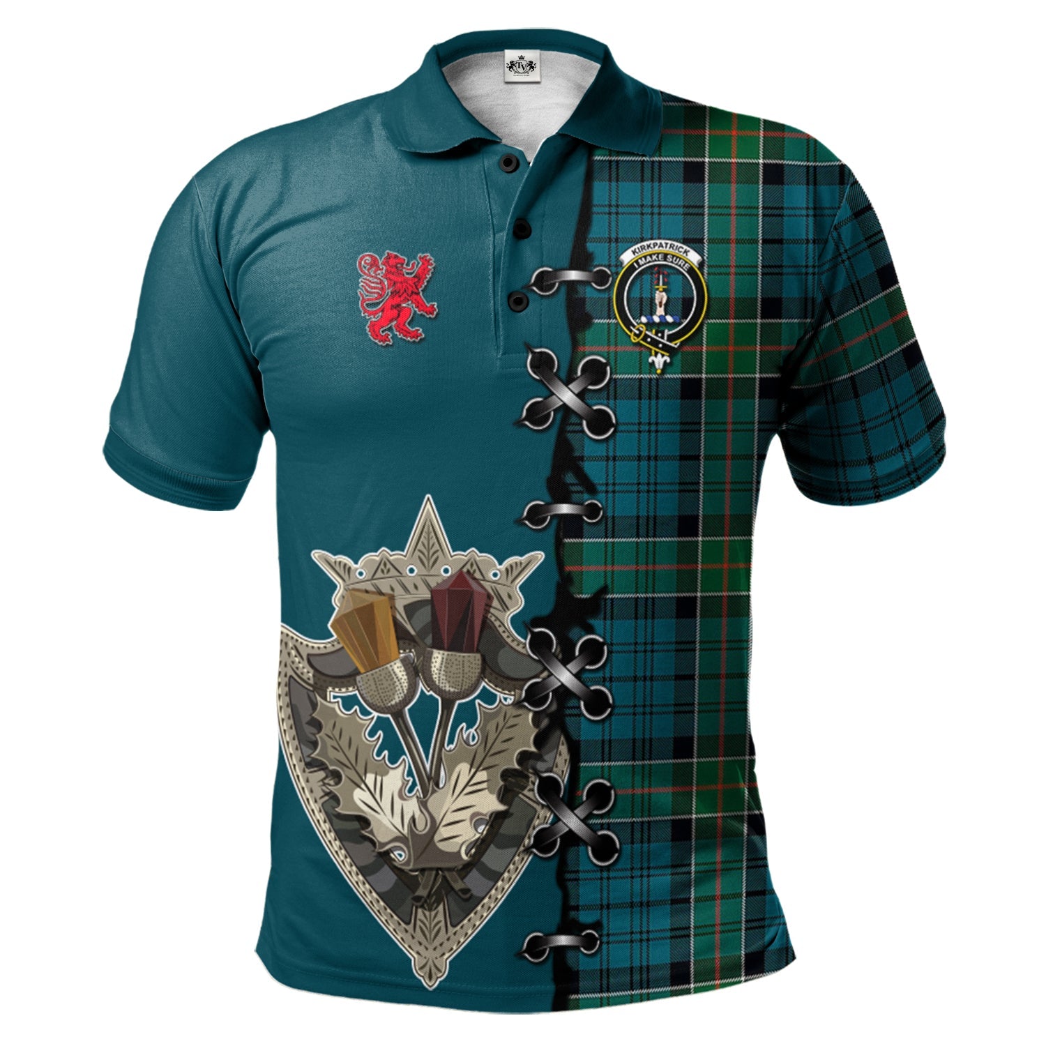 scottish-kirkpatrick-clan-crest-tartan-lion-rampant-and-celtic-thistle-polo-shirt