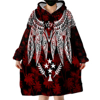 Kosrae Polynesian Wings Red Wearable Blanket Hoodie - Wonder Print Shop