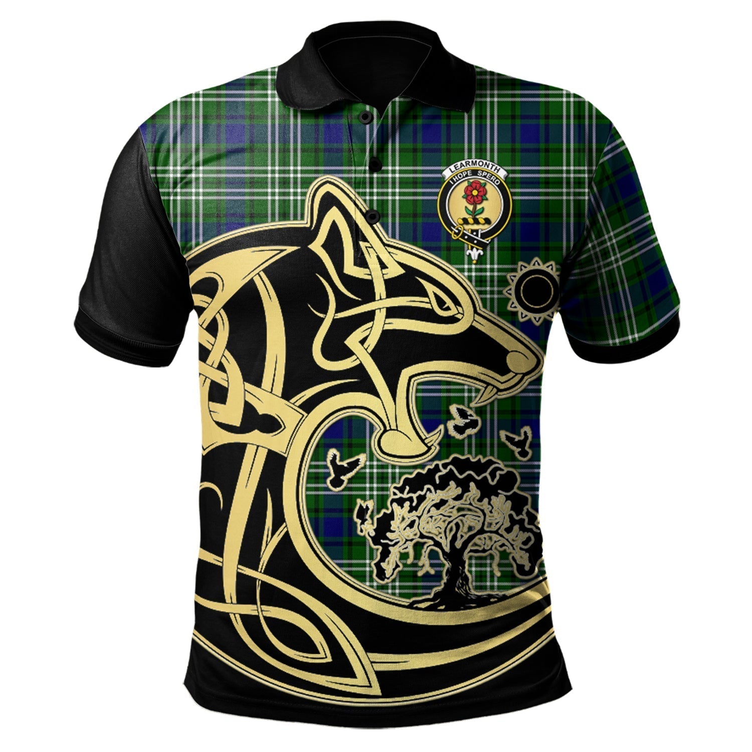 scottish-learmonth-clan-crest-tartan-celtic-wolf-style-polo-shirt