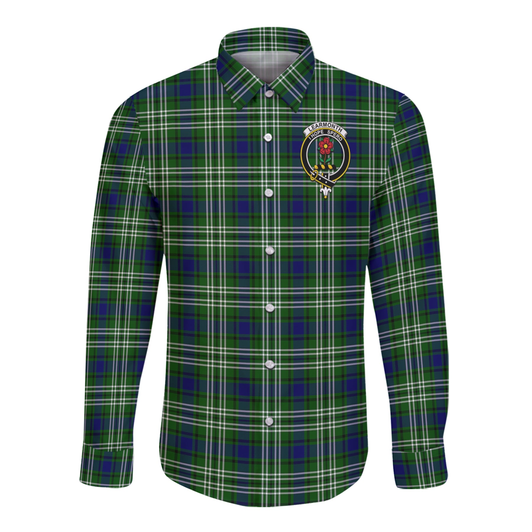 Learmonth Tartan Long Sleeve Button Up Shirt with Scottish Family Crest K23