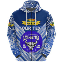 Custom Mate Maa Tonga Zip Hoodie Leimatua Bulls Creative Style Blue NO.1 LT8 - Wonder Print Shop