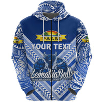 Custom Mate Maa Tonga Zip Hoodie Leimatua Bulls Creative Style Blue LT8 - Wonder Print Shop