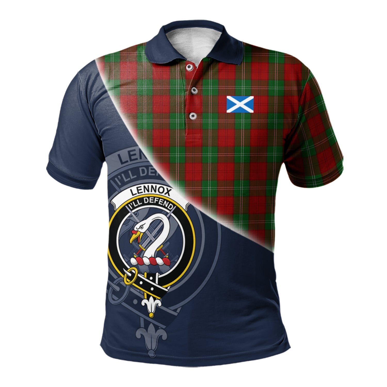 scottish-lennox-clan-crest-tartan-scotland-flag-half-style-polo-shirt