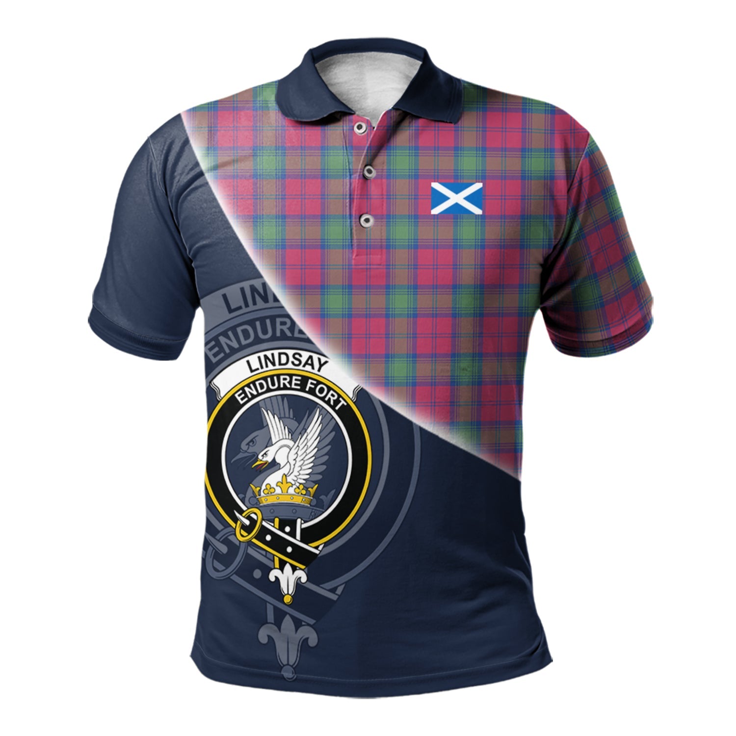 scottish-lindsay-ancient-clan-crest-tartan-scotland-flag-half-style-polo-shirt