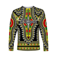 (Custom Personalised) Ethiopia Long Sleeve Shirt Dashiki Black Style LT6 - Wonder Print Shop