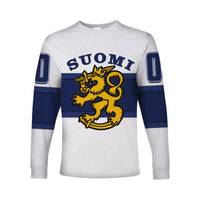(Custom Personalised And Number) Finland Hockey Suomi Long Sleeve Shirts White LT6 - Wonder Print Shop