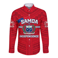 Samoa Independence Long Sleeve Button Shirt 2023 Red Style LT6 - Wonder Print Shop