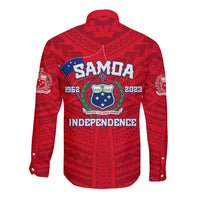 Samoa Independence Long Sleeve Button Shirt 2023 Red Style LT6 - Wonder Print Shop