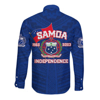 Samoa Independence Long Sleeve Button Shirt 2023 Blue Style LT6 - Wonder Print Shop