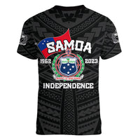 Samoa Independence Women V Neck T Shirt 2023 Black Style LT6 - Wonder Print Shop
