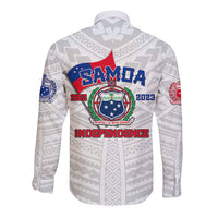 Samoa Independence Long Sleeve Button Shirt 2023 White Style LT6 - Wonder Print Shop