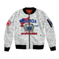 Samoa Independence Sleeve Zip Bomber Jacket 2023 White Style LT6 - Wonder Print Shop