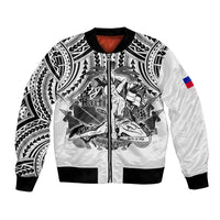 (Custom Personalised) Haiti Bomber Jacket Polynesian Neg Maron White Style LT6 - Wonder Print Shop
