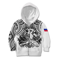 (Custom Personalised) Haiti Kid Hoodie Polynesian Neg Maron White Style LT6 - Wonder Print Shop