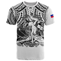 Custom Haiti T Shirt Polynesian Neg Maron White Style LT6 - Wonder Print Shop