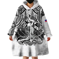 (Custom Personalised) Haiti Wearable Blanket Hoodie Polynesian Neg Maron White Style LT6 - Wonder Print Shop