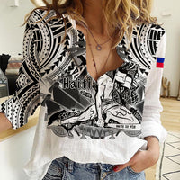 (Custom Personalised) Haiti Women Casual Shirt Polynesian Neg Maron White Style LT6 - Wonder Print Shop