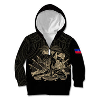 (Custom Personalised) Haiti Kid Hoodie Polynesian Neg Maron Black Style LT6 - Wonder Print Shop