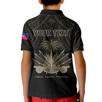 Custom Haiti Polo Shirt for Kid Polynesian Neg Maron Black Style LT6 - Wonder Print Shop