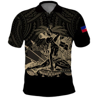 Custom Haiti Polo Shirt Polynesian Neg Maron Black Style LT6 - Wonder Print Shop