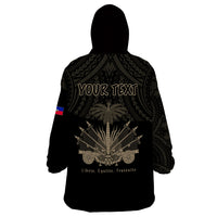 (Custom Personalised) Haiti Wearable Blanket Hoodie Polynesian Neg Maron Black Style LT6 - Wonder Print Shop