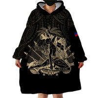 (Custom Personalised) Haiti Wearable Blanket Hoodie Polynesian Neg Maron Black Style LT6 - Wonder Print Shop