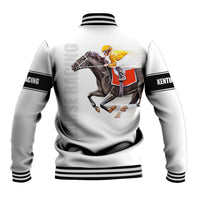Kentucky Horse Racing Baseball Jacket Sporty Style White LT6 - Wonder Print Shop