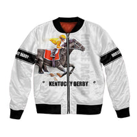 Kentucky Horse Racing Bomber Jacket Sporty Style White LT6 - Wonder Print Shop