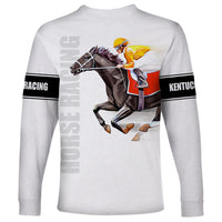 Kentucky Horse Racing Long Sleeve Shirt Sporty Style White LT6 - Wonder Print Shop