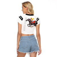 Kentucky Horse Racing Raglan Cropped T Shirt Sporty Style White LT6 - Wonder Print Shop