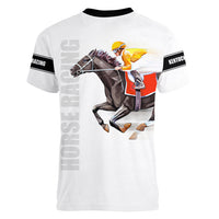 Kentucky Horse Racing Women V Neck T Shirt Sporty Style White LT6 - Wonder Print Shop