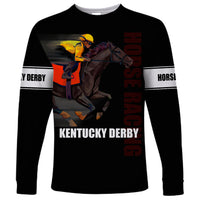 Kentucky Horse Racing Long Sleeve Shirt Sporty Style Black LT6 - Wonder Print Shop