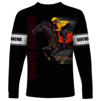 Kentucky Horse Racing Long Sleeve Shirt Sporty Style Black LT6 - Wonder Print Shop