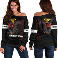 Kentucky Horse Racing Off Shoulder Sweater Sporty Style Black LT6 - Wonder Print Shop
