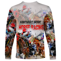 Horse Racing Long Sleeve Shirt Art Style LT6 - Wonder Print Shop
