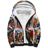 Horse Racing Sherpa Hoodie Art Style LT6 - Wonder Print Shop