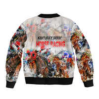 Horse Racing Sleeve Zip Bomber Jacket Art Style LT6 - Wonder Print Shop