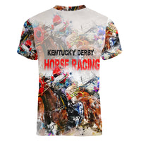 Horse Racing Women V Neck T Shirt Art Style LT6 - Wonder Print Shop